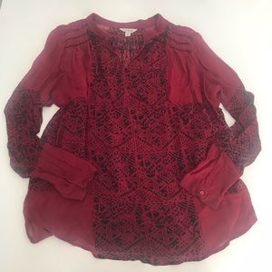 Lucky Brand red peasant blouse